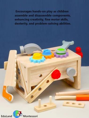 Practical Life Wooden Twisting On and Off Screws Bolts Screw Driver Nuts Bolt Tool kit Box Pincer Grip Grasp Educational STEM Construction Toy for Boy Girl 3 4 5 6 7 Years Old Gift - Image 5