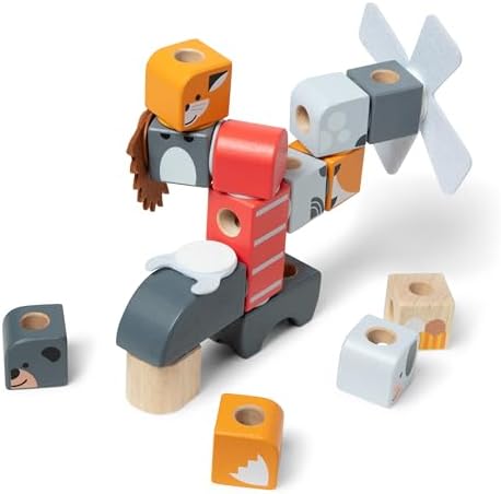 Melissa & Doug Blockables™ Farm and Woodland 2-Pack Bundle Connectable Wooden Building Blocks Preschool Play Set Toy - Image 4