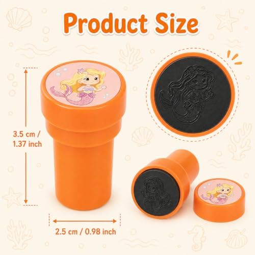 Cinrobiye 24 Pcs Mermaid Stampers Party Favor Set, Cute Under the Sea Stamps for Kids Birthday Party, Classroom Rewards, Carnival Prizes, Goody Bag Fillers, Mermaid Themed Party Supplies - Image 2