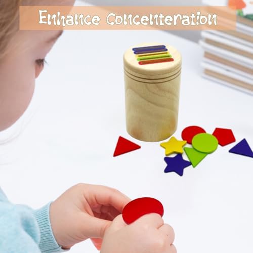 Wooden Montessori Sticks Toys for Kids, 8 Colors Natural Wood Toddler Learning Sorting Toys for 3 Year Old, Sensory Matching Game Birthday Gifts for Boys Girls (Multi-Shaped Flake) - Image 4