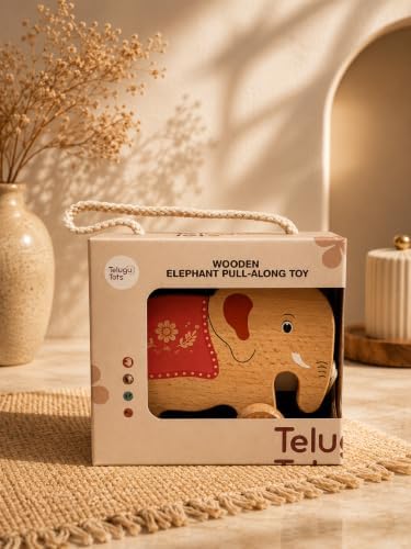 Wooden Elephant Pull-Along Toy for Toddlers 12M+ – Classic Push & Pull Walking Toy with String – Montessori Sensory & Imaginative Play for Little Kids – Beech Wood - Image 2