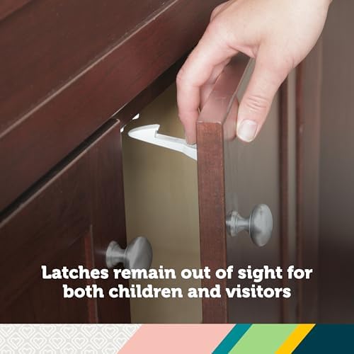 Safety 1st Spring-Loaded Cabinet & Drawer Latch, 10 Pack, White - Image 4