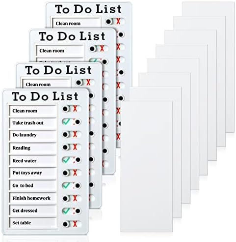 4 Pieces Chore Chart for Kids to Do List Chores Boards Plastic RV Checklist Boards Memo Detachable Message Checklist Slider Schedule Planning Chart with 8 Cardstock for Check Items(White) by Epakh