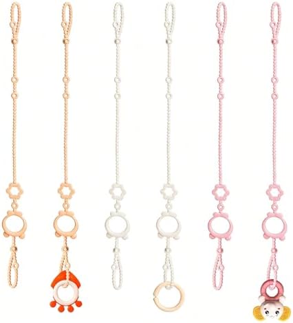Toy Straps for Baby, 6pcs Adjustable Toy Holder for Stroller Accessories, Silicone Baby Tether Pacifier Clip, No Throw Baby Travel Essential Leash for High Chair, Car Seat, Baby Toy Clips by Unknown