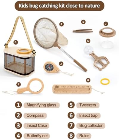 Wooden Bug Catcher Kit for Kids Ages 3-8, Outdoor Explorer Set - Image 3