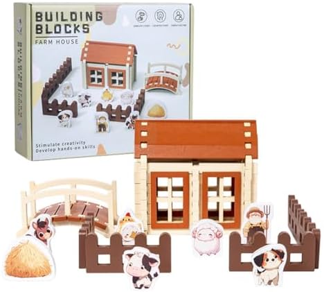 Children Building Blocks Wooden Construction Toy for Motor Skills Open Ended Play Experience Suitable for Preschool Home Classroom by TTETTZ
