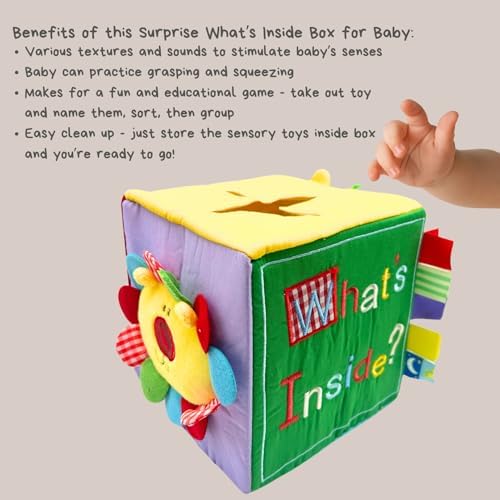 Genius Baby Toys What's in the Box, Object Permanence Toy for Babies, Soft Plush Toys Hidden Inside, High Contrast, BPA-Free, Developmental Gift for Infants, 0–12 Months - Image 6