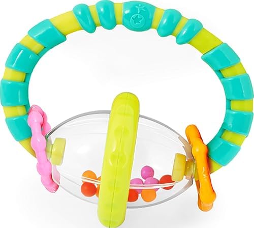 Bright Starts Grab & Spin Baby Rattle & BPA-Free Teether Toy, Ages 3 Months+ by BrightStarts