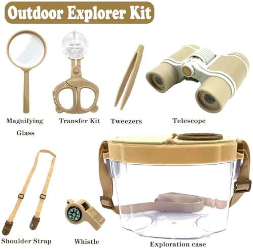 Bug Catcher Kit for Kids, 6 Pcs Kids Bug Catching Kits, Outdoor Nature Explorer Kit, Science Educational Kits with Tweezers, Magnifying Glass, Binoculars for Boys Girls - Image 2