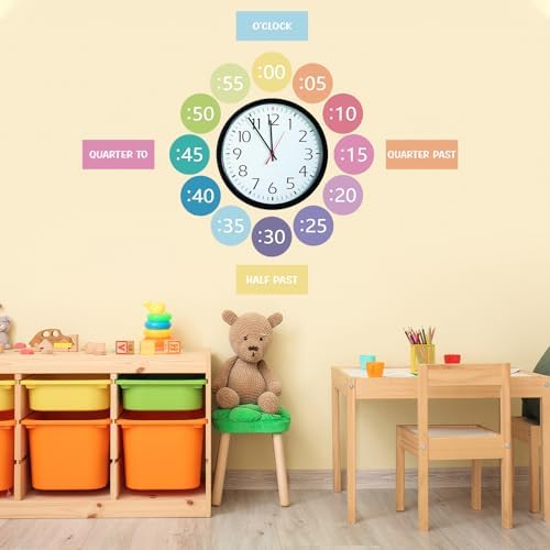 Clock Numbers Bulletin Board Kits, Paper Telling Time Teaching Clock for Kids Labels, Learning to Tell Time Cutouts for Elementary Math Classroom Must Haves (Colorful) - Image 5