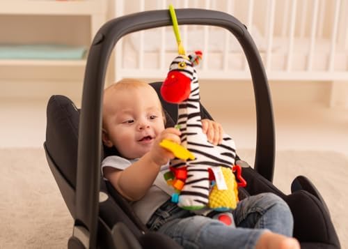 Balibazoo Zoya the Zebra Musical Hanging Baby Toy – Pull-String Lullaby Music Box, Baby Safe Mirror & Multi-Texture Teethers | Clip for Stroller, Car Seat & Carrier | Developmental Toy 0-24M - Image 5
