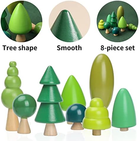 Wooden Tree Toy Pack of 8 Wood Miniature Tree Set Various Sizes Natural Wooden Trees Mini Trees for Home Decor and Crafts Garden Accessories Creative Gift for 36+ Months - Image 5