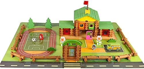 Wondertoys 269 Pieces Real Wood Logs Set Ages 3+, Classic Building Log Gift Set for Boys/Girls– Creative Construction Engineering - Top Blocks Game Kit - Preschool Education Toy - Image 2