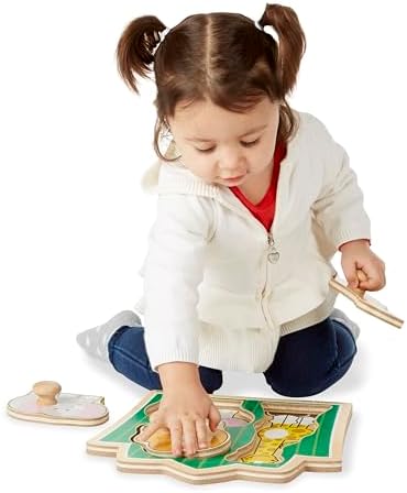 Melissa & Doug Jungle Friends Safari Animals Jumbo Knob Puzzle, Wooden Peg Puzzle for Toddlers, Educational Toy for Shape Recognition and Fine Motor Skills, Ages 1+ - Image 3
