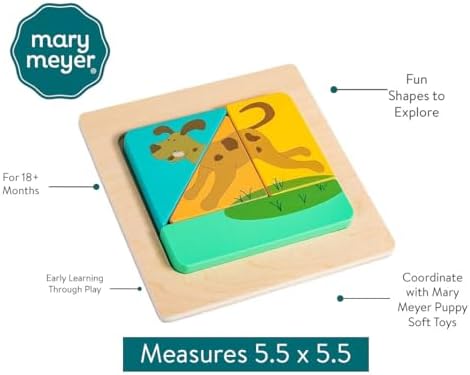 Mary Meyer LittleWood Puzzles Wooden Puzzle for Toddlers, Preschool Gift for 18+ Months, Fun & Educational Baby Toy, 5.5 x 5.5-Inches, Puppy - Image 5