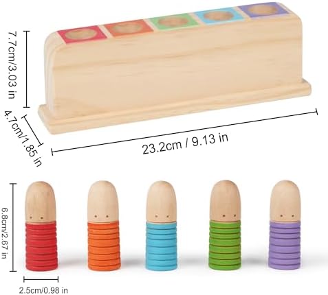 Wooden Pop Up Puppets|Wooden Cause and Effect Toys for Boys & Girls, Montessori Color Matching Toys,Special Festival Gift for Kids 2 3 4 (Rainbow) - Image 2