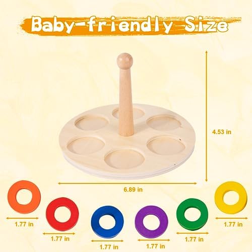 Adena Montessori 6-Ring Rainbow Stacker, 12m+ - Image 5