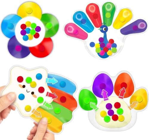 4PC Color Sorting Sensory Toys Fine Motor Skills for Toddler, Preschool Classroom Activities Autism Autistic Quiet Toys for Kids Calm Down Toy Travel Roadtrip Essentials for Kid Boy Girl Gift by UIIOPJIOM