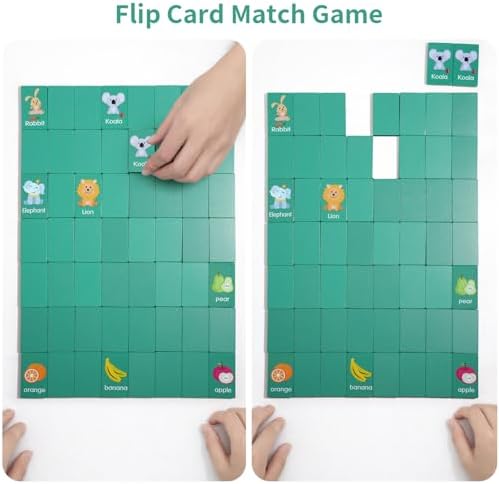 Wooden Dominoes Memory Matching Game for Toddlers 3-6, 57 Pcs Fruit Animal - Image 5