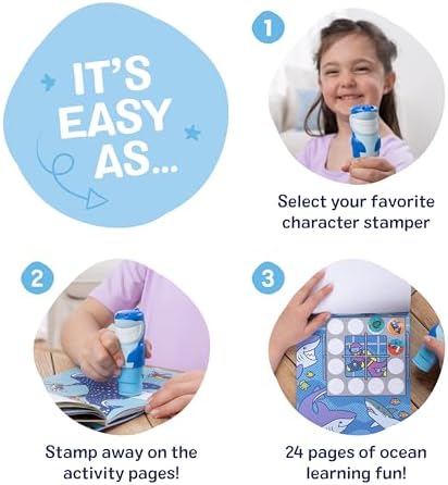 Melissa & Doug Sticker Wow!™ 24-Page Activity Pad and Sticker Stamper, 300 Stickers, Arts and Crafts Fidget Toy Collectible Character – Shark - for Kids Ages 3+ - FSC Certified - Image 4