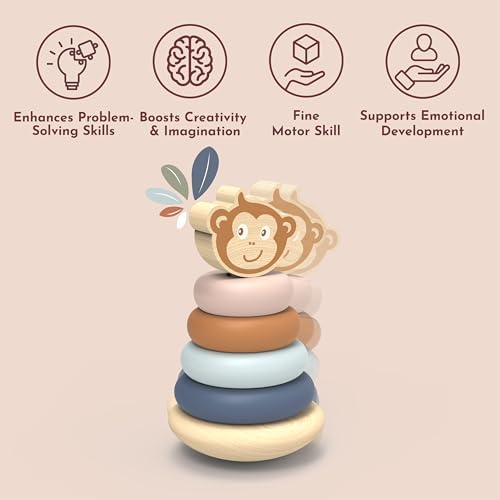 SPEEDY MONKEY Wooden Roly Poly Stacker | Wobble Base Ring Toy Kids Gift - Image 6