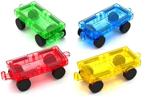 4 PCS Mini Magnetic Tiles Cars Construction Set, Magnetic Car Base by Odjas