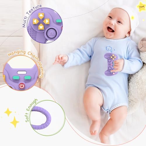 Hooku Silicone Teething Toys for Babies 0-6 Months, Teethers for Babies 6-12 Months, Remote Teether for Baby, Sensory Toys for Babies, Baby Chew Toys - Image 2