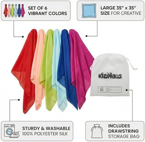 Play Scarves Set of 6 with a Storage Bag for Kids - Image 6