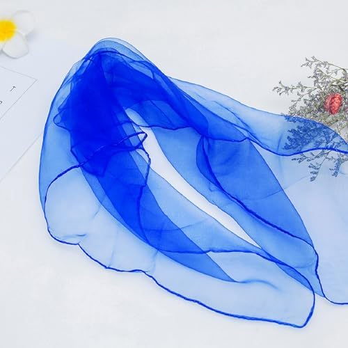 Lolakee Dance Scarves 12 Pcs Juggling Scarves for Kids Play Silk Scarve for Babies Toddlers Children Movement Learning Education Musical Accessories Colorful Scarfs Magic Tricks Performance (Blue) - Image 5