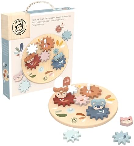 SPEEDY MONKEY Wooden Spin Gear Board | Toddler Spinning Gears Toy Playset by SpeedyMonkey