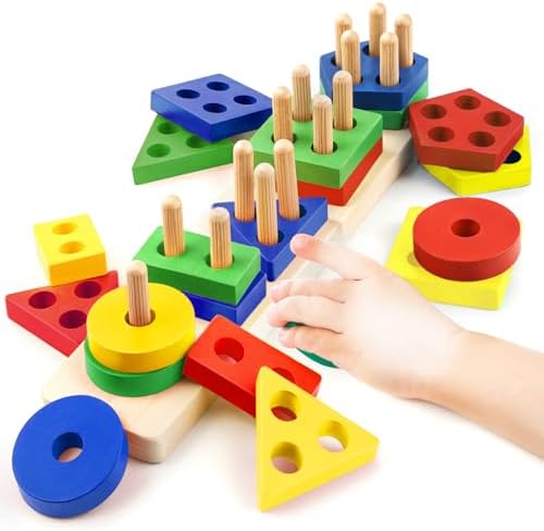 Montessori Toys for 2 3 Year Old Girls Boys, Wooden Sensory Toys for 2-3 Year Old Birthday Gifts, Education Toddler Puzzles Easter Basket Stuffers Learning Toy Activities Puzzles Ages 2-3 by Unknown