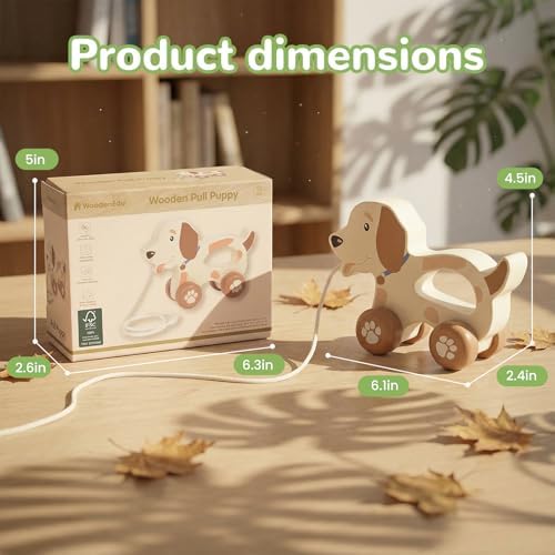 Baby Toys Car,Wooden Pull Along Toy for Toddlers 1 2 3 Year Olds - Image 4