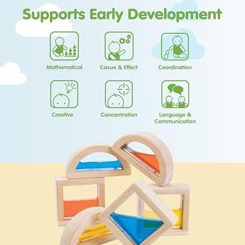 PlanToys® Water Blocks Wooden Montessori Sensory and STEM Building Toy | Light, Colour, Creativity and Fine Motor Skill Development | Eco Friendly Open Ended Learning Activity - Image 4