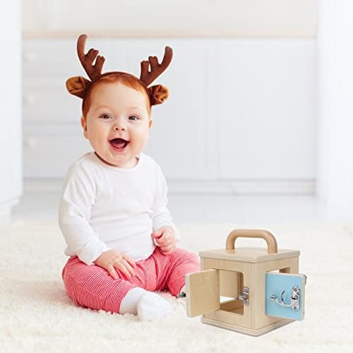 Montessori Wooden Lock Box with 4 Doors — Fine Motor Skills Activity Board for Toddlers 1-4, Problem Solving Toy with Different Lock Mechanisms, Natural Beech Wood Educational Gift - Image 6