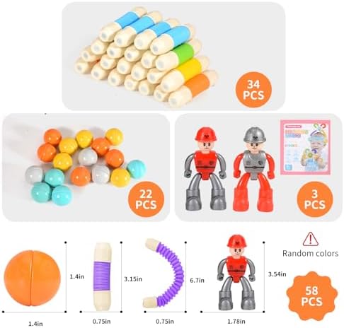 58PCS Extendable Magnetic Building Sticks STEM Montessori Toy Set Ages 3-7 - Image 6
