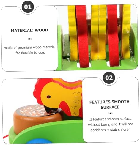 Kids Wooden Chicken Pull Toy Cart for Early Educational Play - Image 5