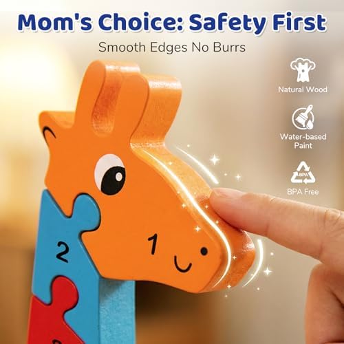 LovesTown Puzzle for Kids, Wooden, 3D Giraffe Shape - Image 3
