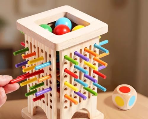 Toddler Wooden Stick Pulling Tower, Interactive Game for Family Game Night & Preschool Learning - Image 3