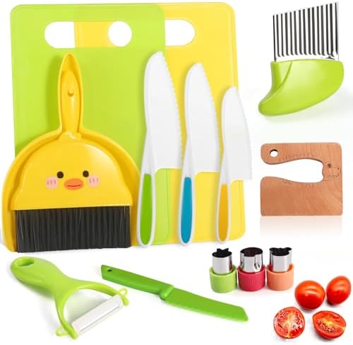 Kids Knife Set with Cutting Board, Toddler Knife 3+ Years Old Girls & Boys by Salufo