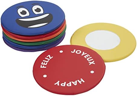 ECR4Kids SoftZone Emotion Pads with Mirror, Trilingual, Expression Cushions, Assorted, 8-Piece by ECR4Kids