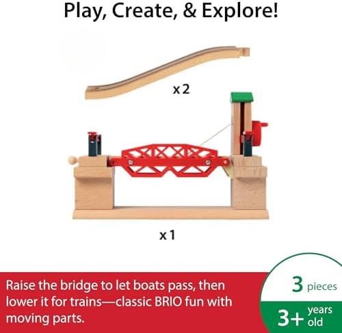 BRIO World Lifting Bridge - Moveable Wooden Train Accessory - FSC-Certified - Compatible with All BRIO Railway Sets - Includes 1 Lift & 2 Tracks - Creative Fun & Development - Kids Ages 3 & Up - Image 3
