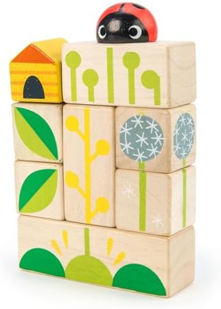 Tender Leaf Toys - Garden Blocks - 25 Pieces Decorative Garden Themed Wooden Stacking Blocks with Peg - Building Blocks, Hand-Eye Coordination Strength & Creative Play - Age 18m+ - Image 3