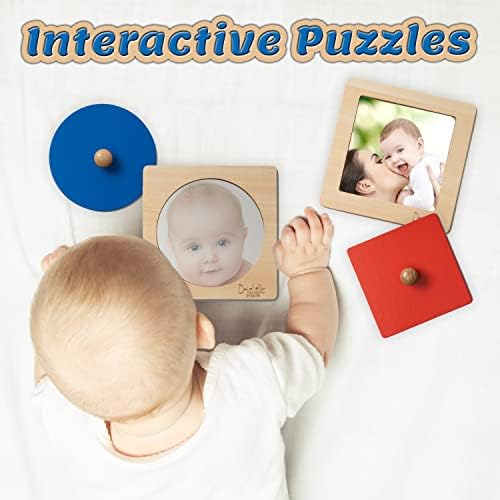 Driddle Montessori Toys - Wooden Knob Shape Puzzles - Mirror & Photo Insert - Learn Colors & Shapes Interactive Baby & Toddler Toys - Image 4