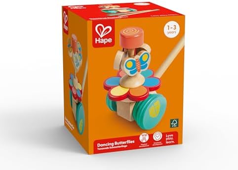 Hape Dancing Butterflies Push and Pull Toy, Assorted Colors, 12+ Months, L: 4, W: 6.9, H: 22.2 inch - Image 4
