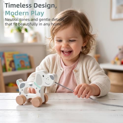 Baby Toys Car,Wooden Pull Along Toy for Toddlers 1 2 3 Year Olds - Image 5