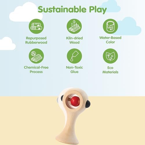 PlanToys® Wooden Baby Rattle Montessori Infant Sensory Toy for Newborns - Image 3