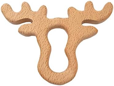 10pcs Natural Wooden Antlers Montessori Toy Pendant Pure Natural Beech Wood Animal Shape Toys for Handmade Necklace/Bracelet (Antlers 10pcs) - Image 4