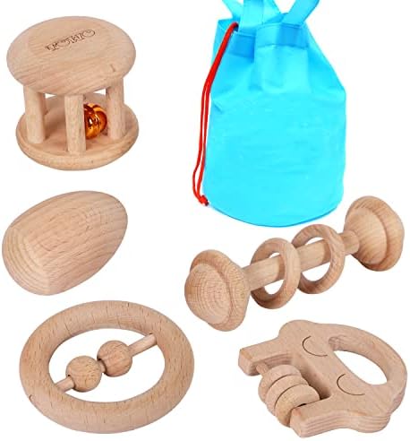 TOWO Wooden Baby Rattles Maracas, Musical Shaker Toy for Infants by Toys+of+Wood+Oxford