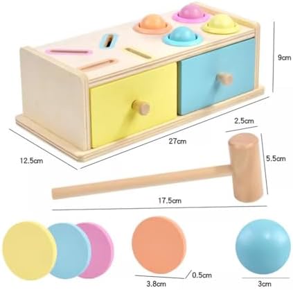 Montessori 2-in-1 Coin Drop & Pounding Bench, Shape Sorting & Fine Motor Skill Development - Image 2