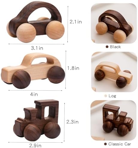 3PCS Wooden Baby Toys, Montessori Toys for Babies 0-6-12 Months, Baby Grasping Toys Push Car Toys for 1 Year Old Boy Birthday Gift,#2 - Image 6